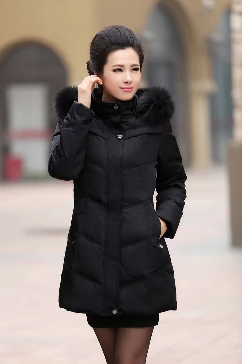 中老年羽绒服女装 正品加厚大码中年女羽绒服中长款 妈妈装羽绒服
