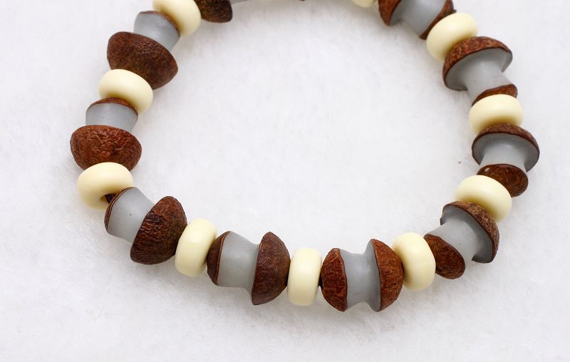 天然白菩提根佛珠手串15mm 贝叶棕原籽打磨带皮蘑菇佛珠手链