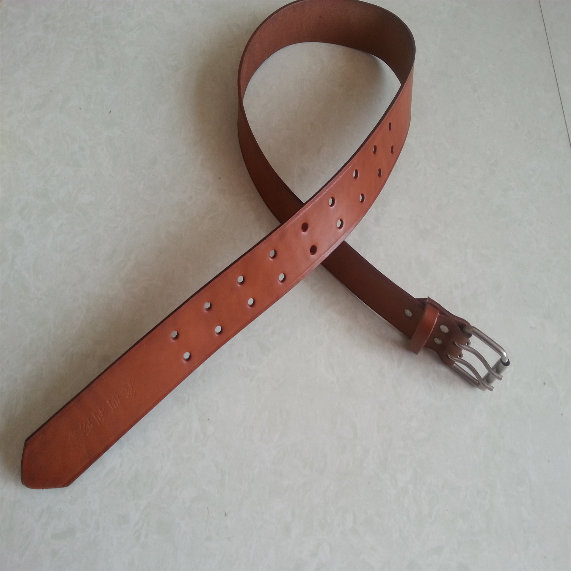 厂家供应头层牛皮头层皮带 电工皮带 双眼电工皮带