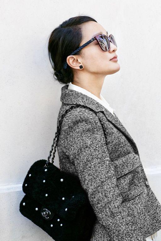 江苏苏州欧美秋冬新款明星周迅同款小香风羊毛呢外套修身短款呢子大衣