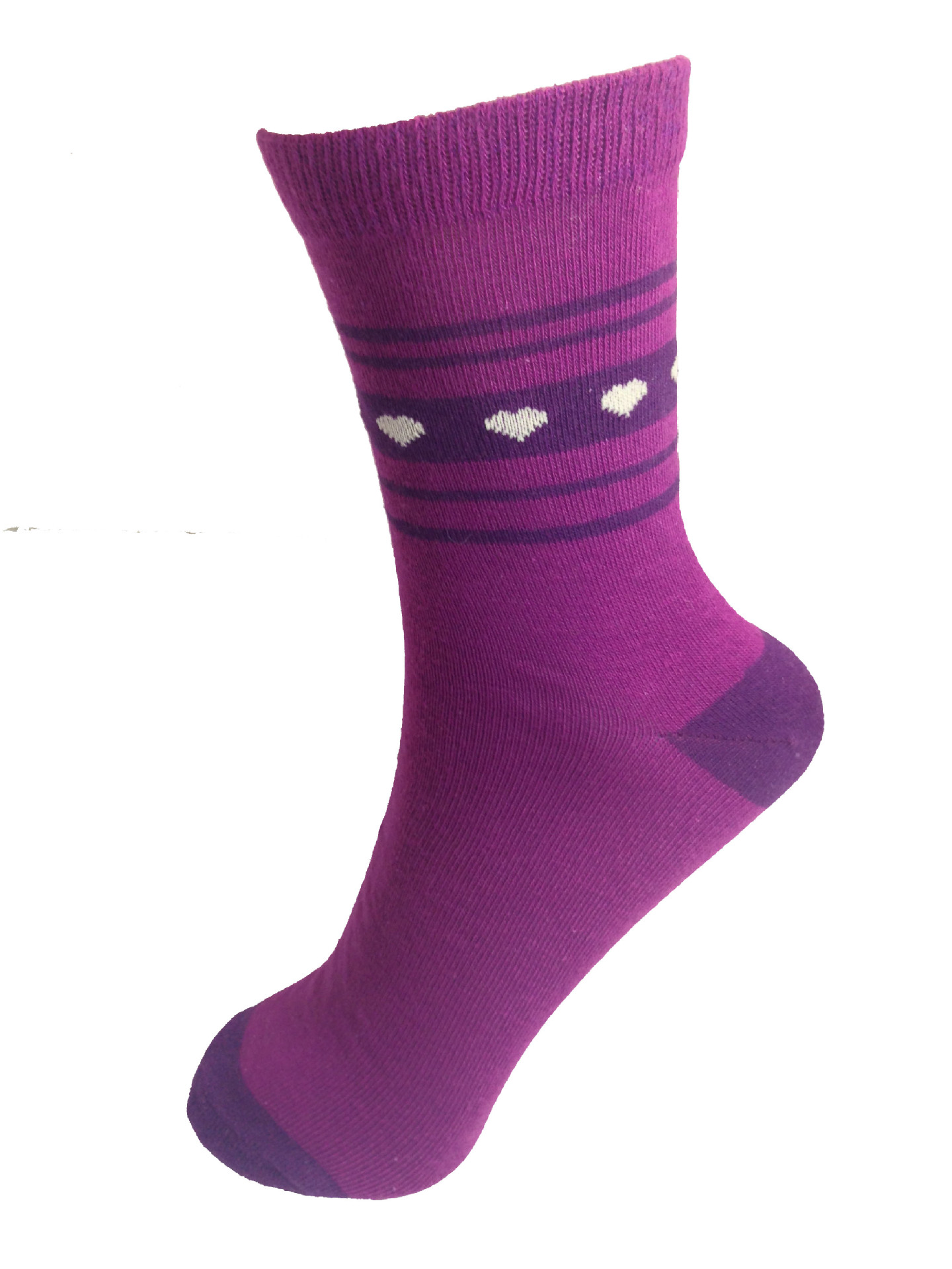 【可爱圆点 纯色爱心 紫色女士棉袜 春秋款】价格,厂家,图片,袜子