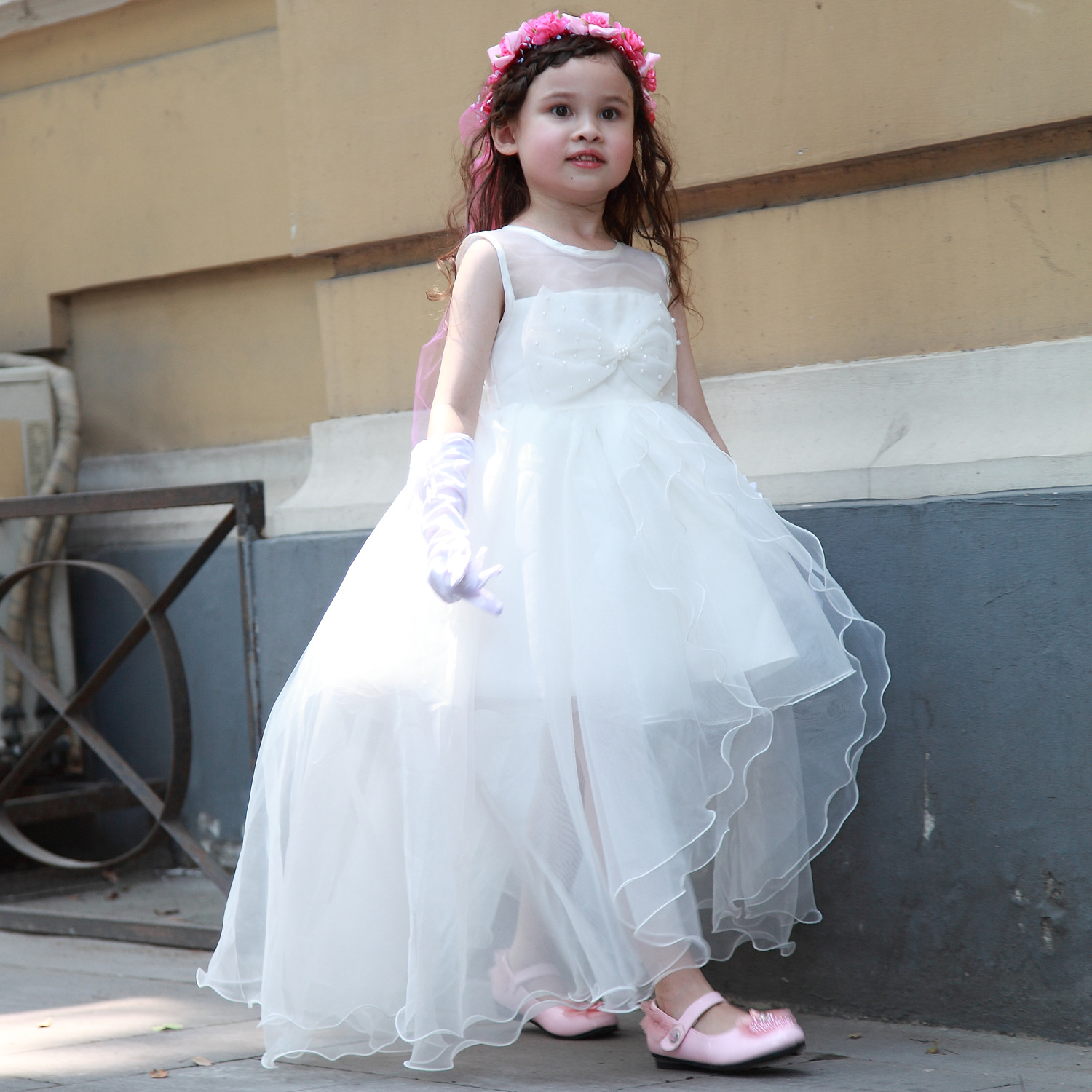 圣诞节热销 婚纱礼服花童装 可爱蝴蝶结公主裙圣诞演出服 b699