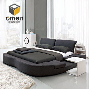 时尚布艺床1.8omen家居 高端简约现代床双人1.5米om691榻榻米床