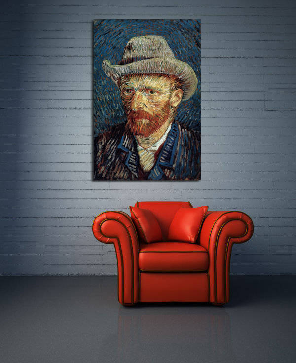 梵高自画像地中海现代油画欧式客厅装饰玄关壁画餐厅无框画抽象