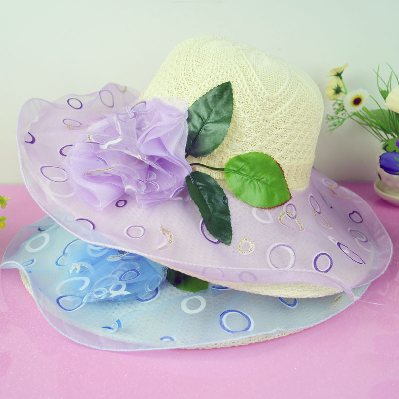 116 新款潮流树叶花帽 春夏季大草帽 女士装饰帽子批发