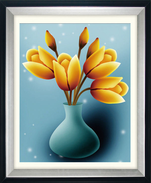 5d十字绣钻石画简约现代花瓶新款客厅卧室三联画圆钻水钻贴钻5343