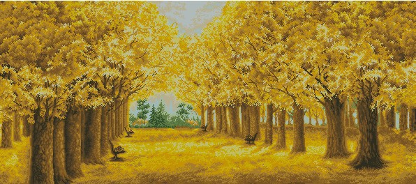 diy4d圆钻石画 满钻装饰画钻石绣贴钻 黄金满地精华版大幅风景