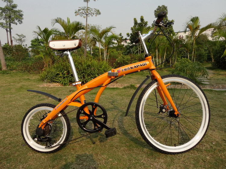 卡帕奇最新款大小轮2416迷你折叠变速 碟刹自行车钓鱼车 建大轮胎