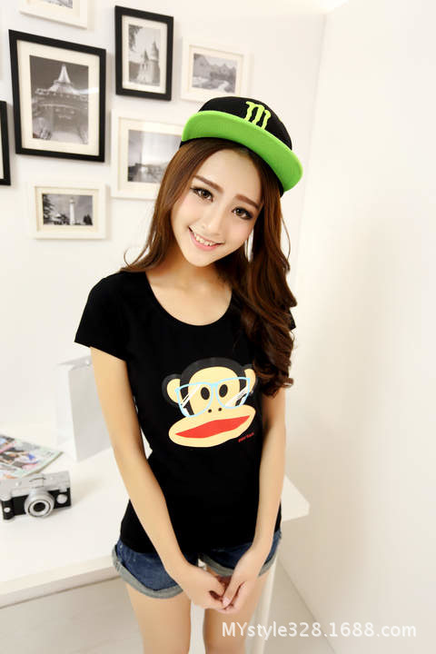 厂价直销 2014 新款春夏卡通猴子女装短袖t恤