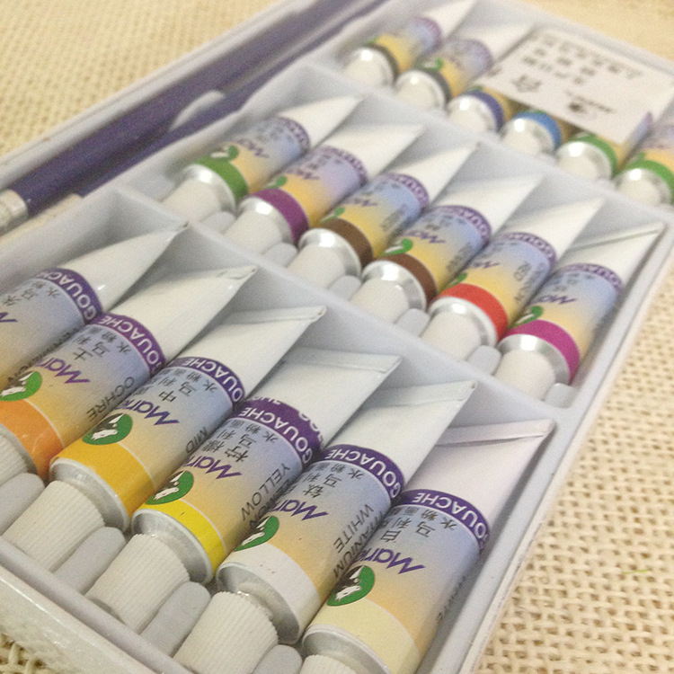 马利牌7618水粉画颜料18色*5ml 送2支水粉笔 水粉颜料/套装