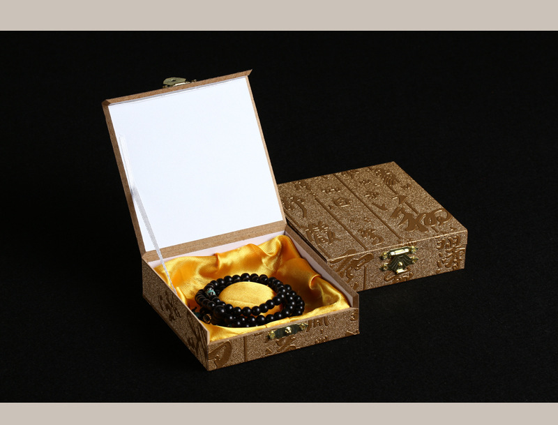 拓掘工艺 金色古诗印字pv包装盒 手串硬盒 佛珠礼盒 礼品盒子批发