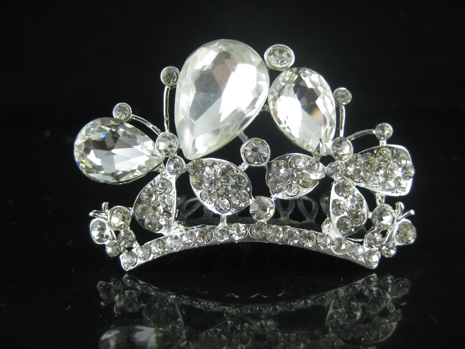 超闪亮水晶合金小皇冠 凤凰演出饰品 插梳式皇冠 hg101