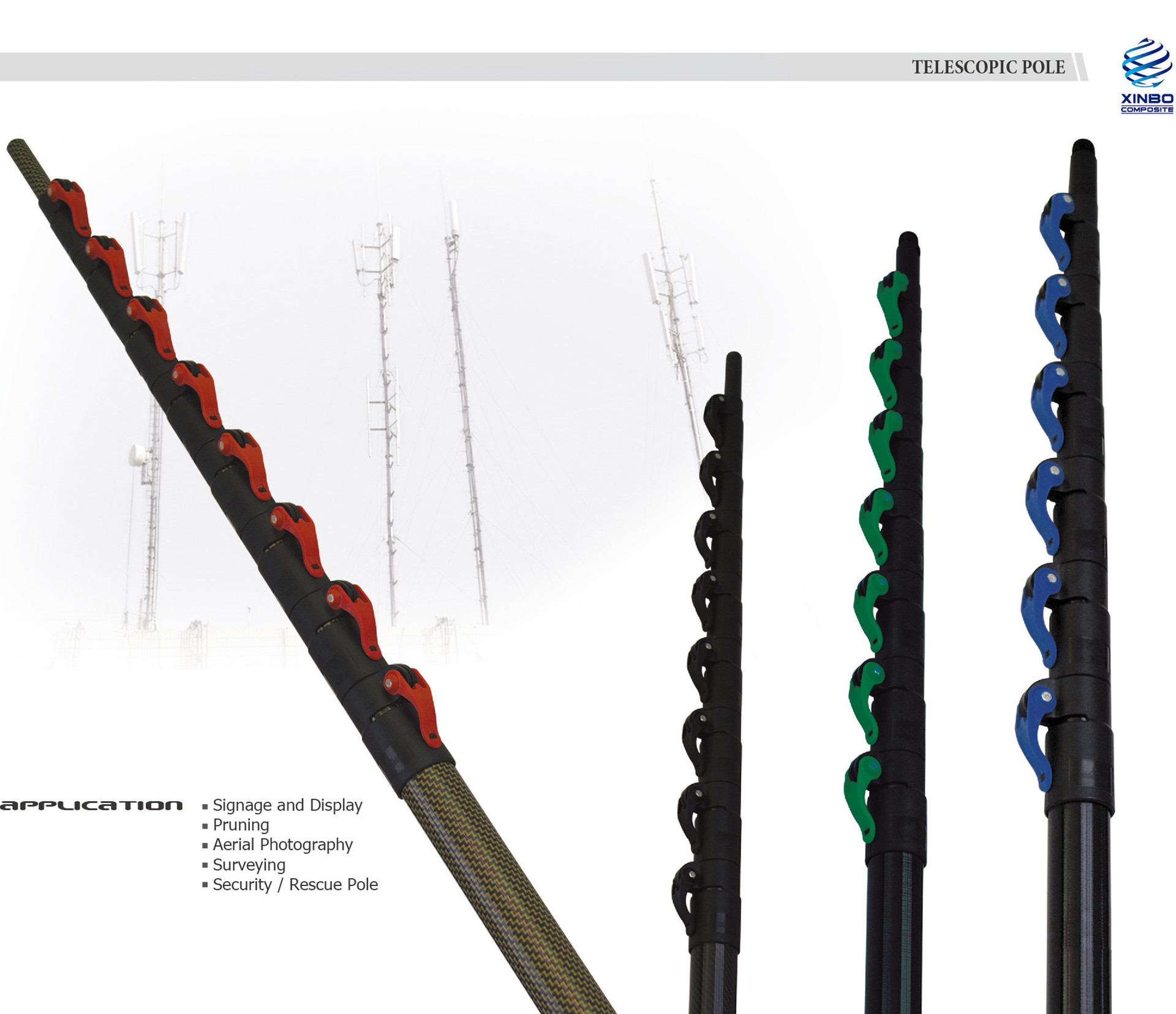 碳纤维伸缩杆/注水清洁工具/高空玻璃擦洗