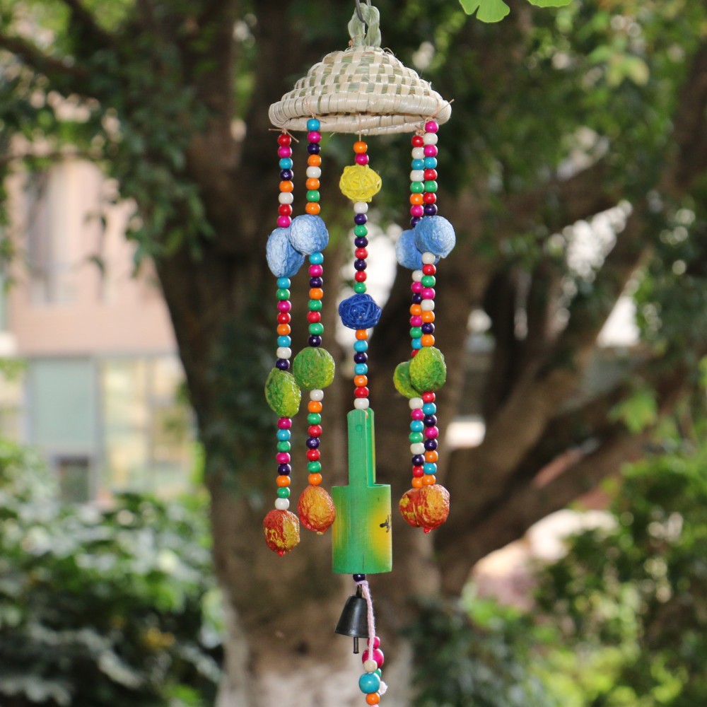 云南工艺商务礼品 时尚家居草帽野果水桶东巴祝福语风铃挂件