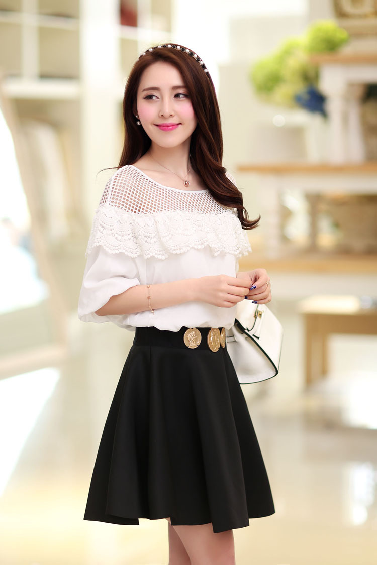 2014夏季通勤韩版短裙夏装新品新款打底雪纺连衣裙