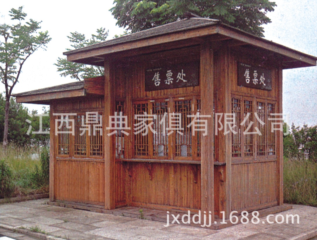 江西木屋厂家 户外公园防腐木小卖部 碳化木站岗亭 复古实木亭