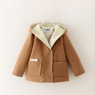 外贸品牌童装冬款加绒纯色口袋大衣 男童连帽外套 2~9岁 10o2044