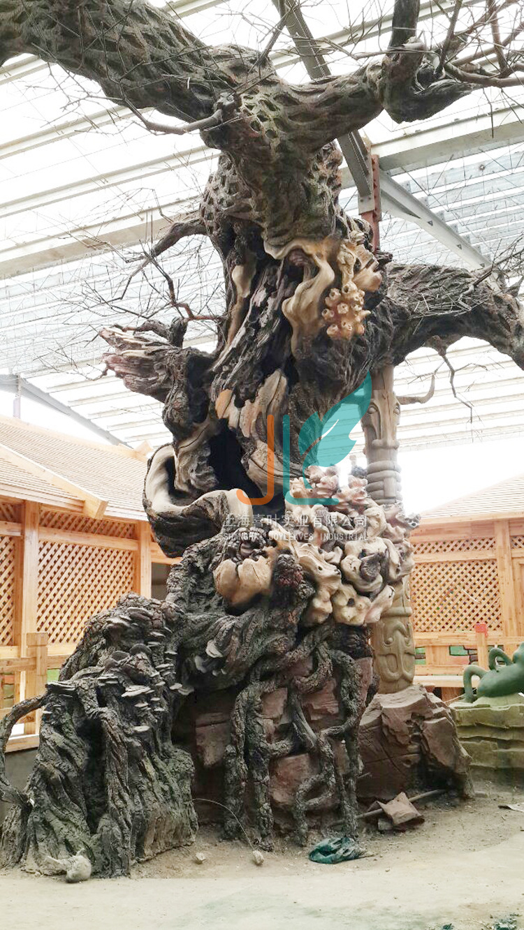 高端仿真古树,艺术茶具雕刻,高端假山艺术山庄酒店景观设计施工
