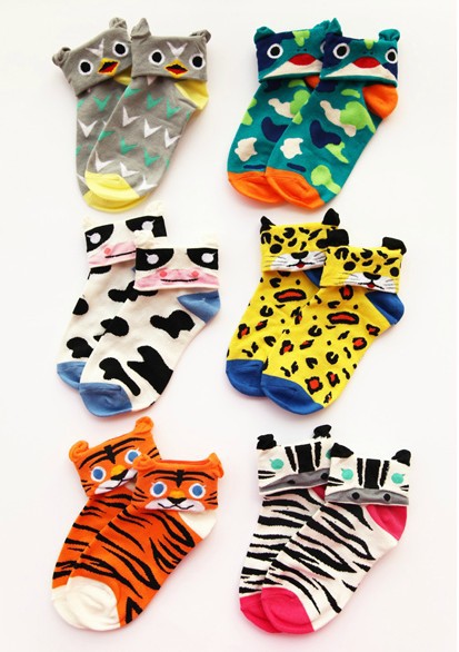 【图】韩国热卖 动物立体耳朵翻口棉袜 动物花纹_袜子_列表网