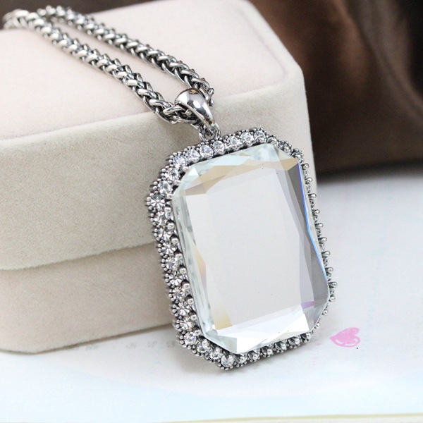 饰品批发欧比雅比毛衣链 进口奥钻长方形水晶时尚韩版毛衣吊坠