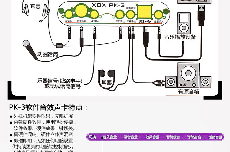 广东广州客所思pk3 pk-3 电音声卡 独立外置usb声卡k歌 喊麦录音 正品