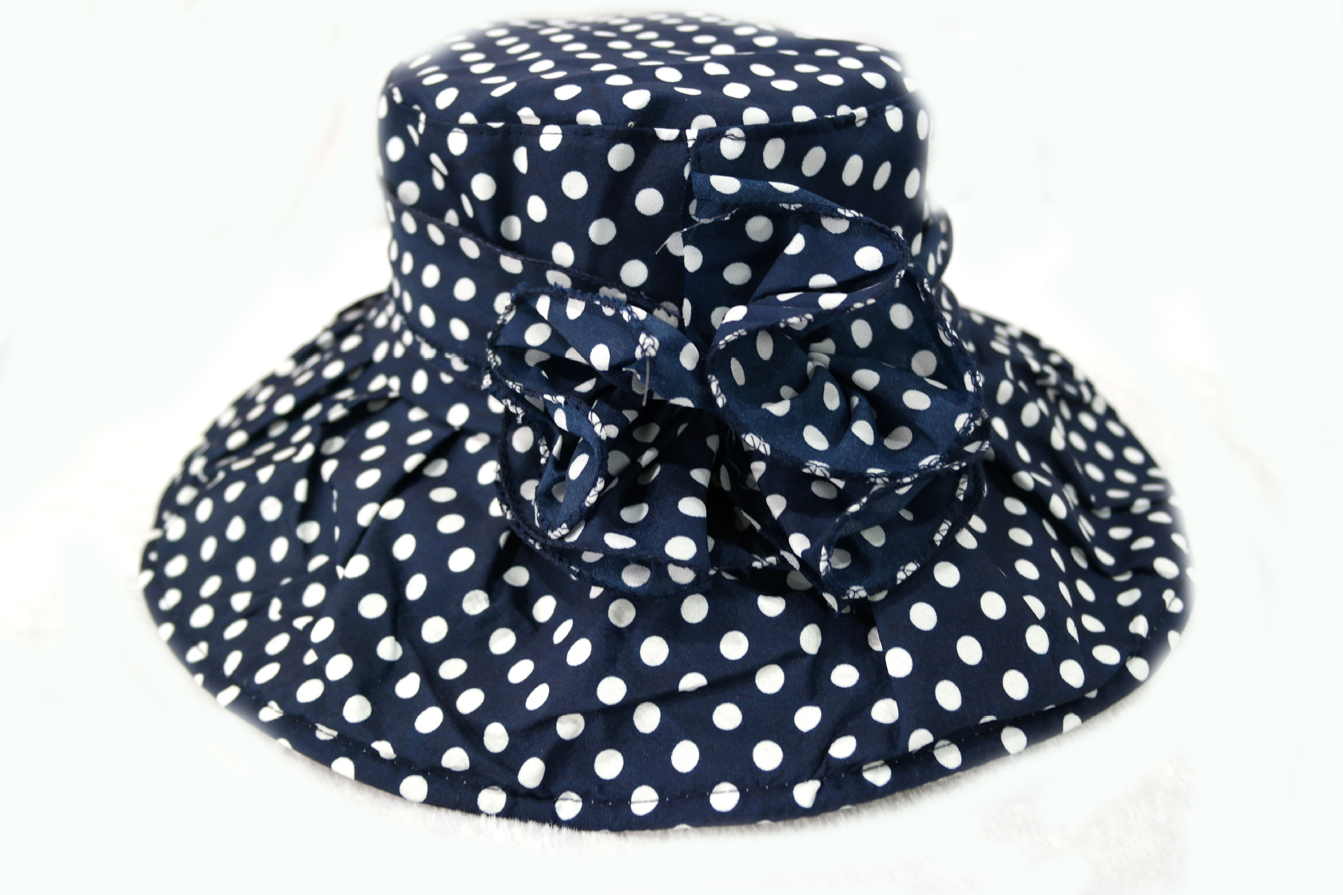 韩版新款圆点大花布帽夏季遮阳防晒清凉女士大沿帽子批发