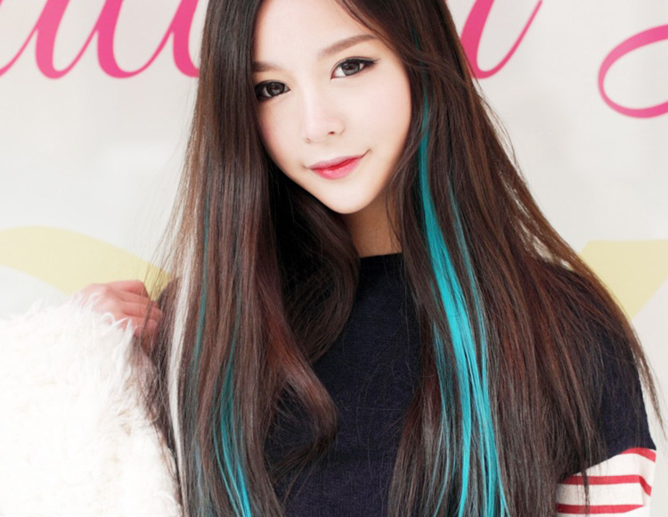 ts0627 假发片 直发片 彩色发片 七彩无痕挑染接浙变发片批发