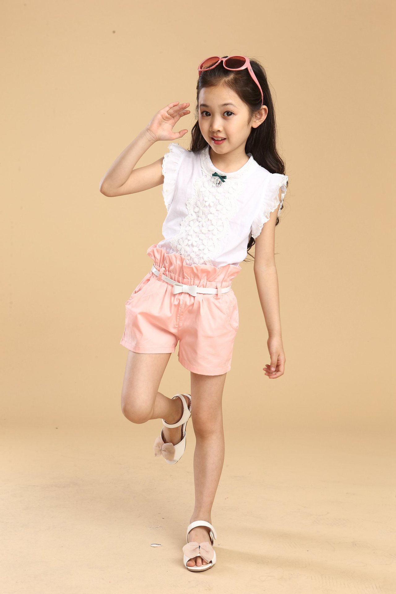 女童夏装2014新款韩版儿童衣服 中大童休闲短裤运动套装 一件代发图片