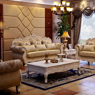 别墅高档奢华欧式真皮沙发组合 欧式客厅印花123雕花厂家直销