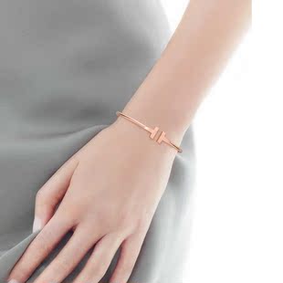 最新官网同步正品tfn微镶饰品 镶钻手饰 高档 开口可调节手镯