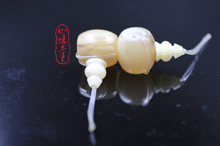 天然带血丝羊角佛头三通diy手链 手串佛珠配件