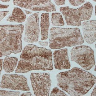 仿古文化石不规则石头岩石壁纸砖块立体质感墙纸茶楼书房玄关背景