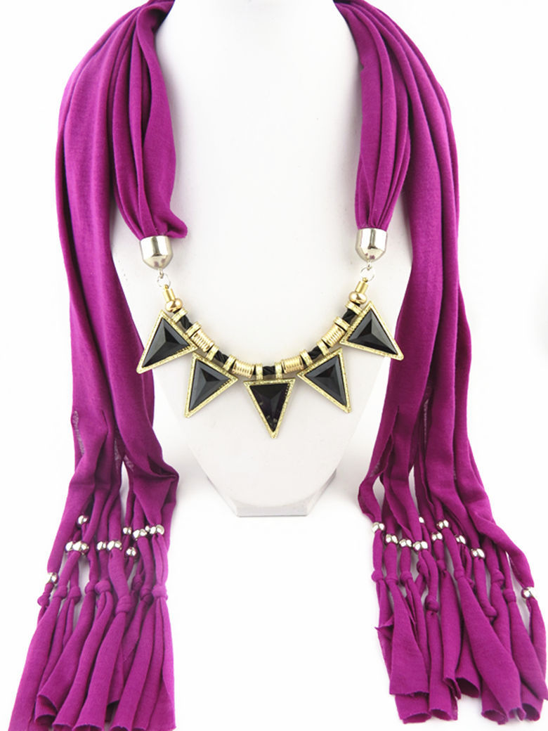 厂家直销 外贸饰品围巾批发 欧美夸张三角吊坠围巾 ebay热卖