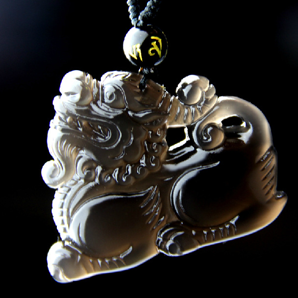 开光冰种彩眼黑曜石貔貅吊坠 立体雕刻 开运男士霸气招财项链辟邪