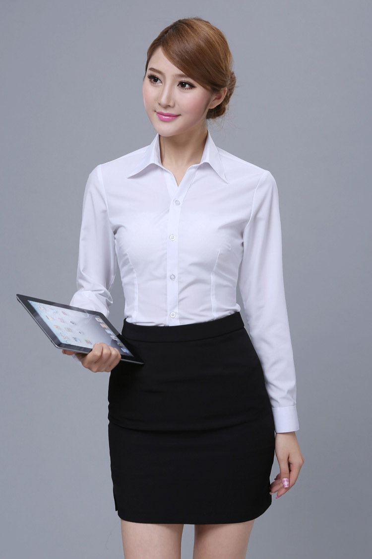 女衬衫长袖修身百搭 职业女款白色条纹衬衫女士商务衬衫职场必备图片