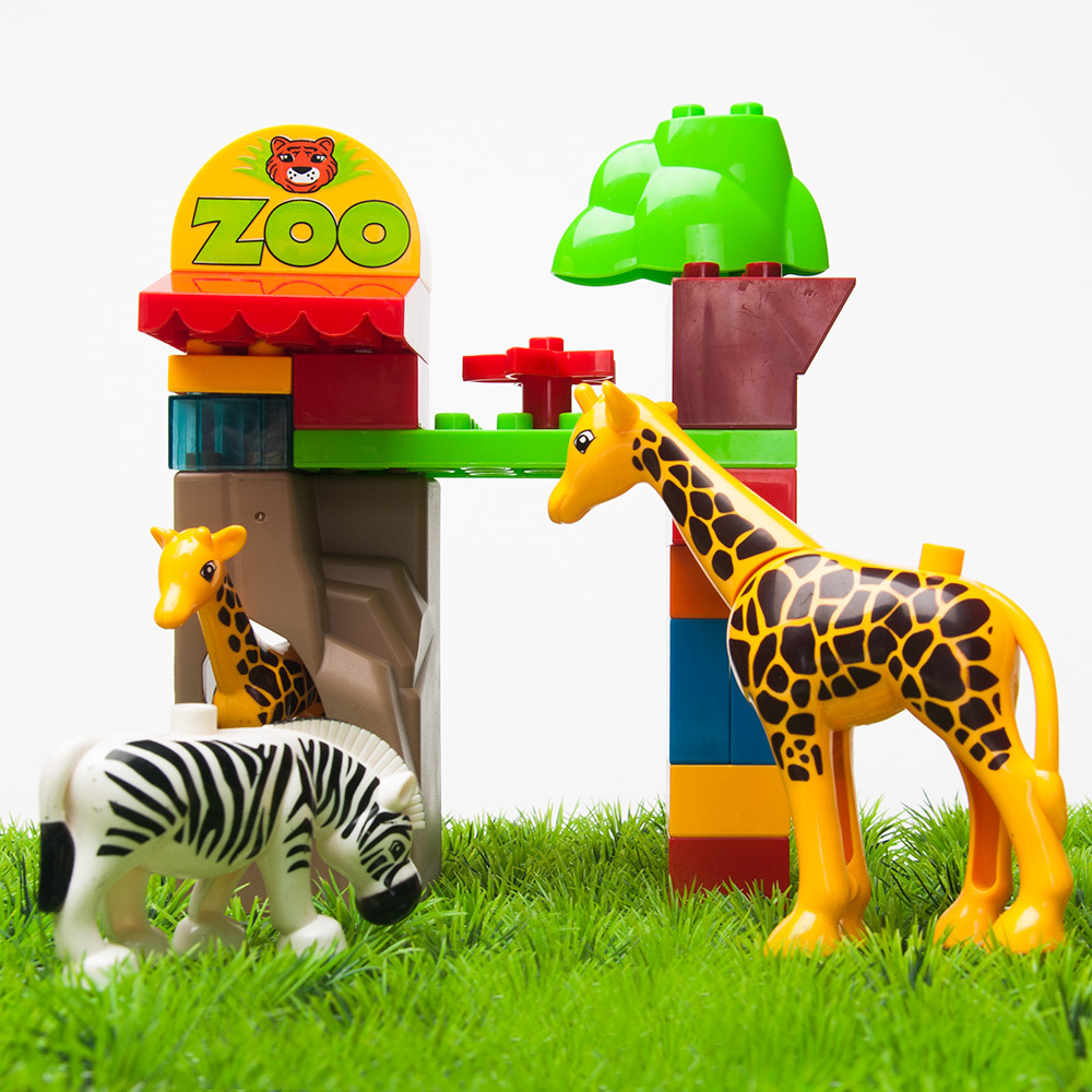动物欢乐世界乐高式大颗粒塑料拼插积木益智儿童益智大块拼装玩具