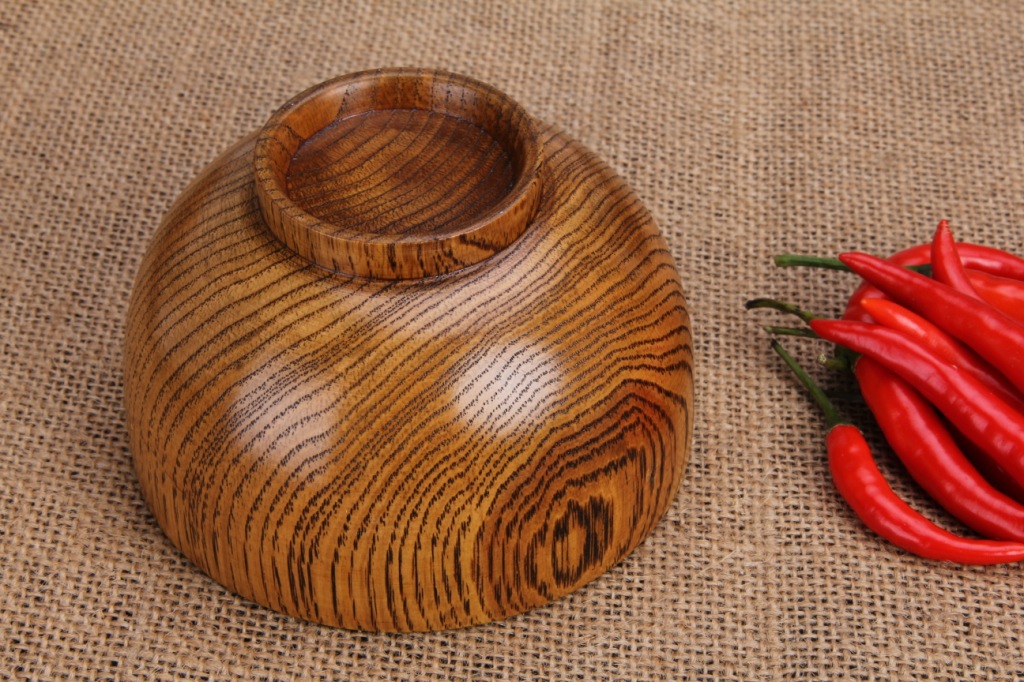 日式 天然漆 原木色花纹 栗木碗 环保碗 可定制logo