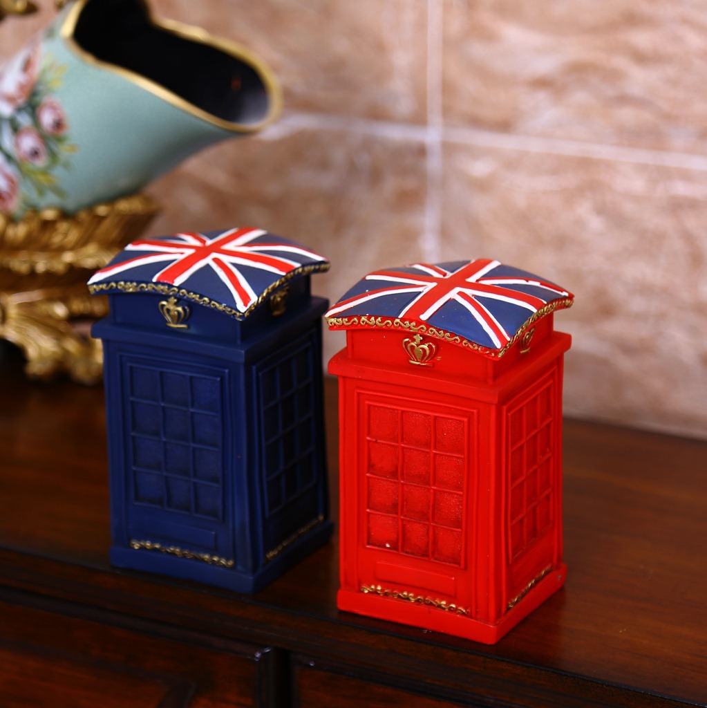 创意zakka礼品 手绘树脂摆件 复古电话亭储蓄罐 英伦风 热销209ab