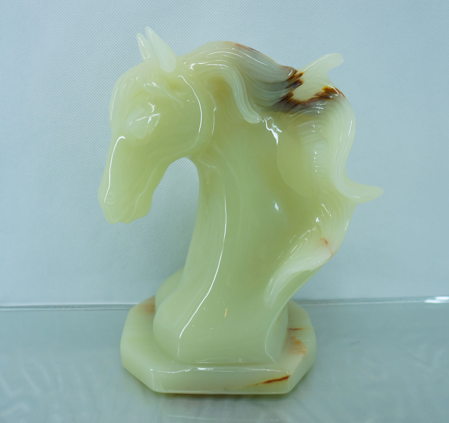 玉雕工艺品阿富汗玉伊朗青玉马摆件【马头】