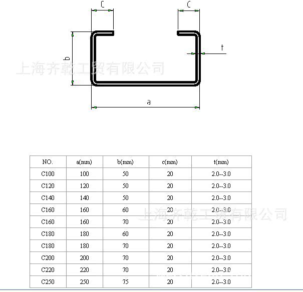 廠方直銷出口斜邊c型鋼 直邊c型鋼 按客戶要求定製規格