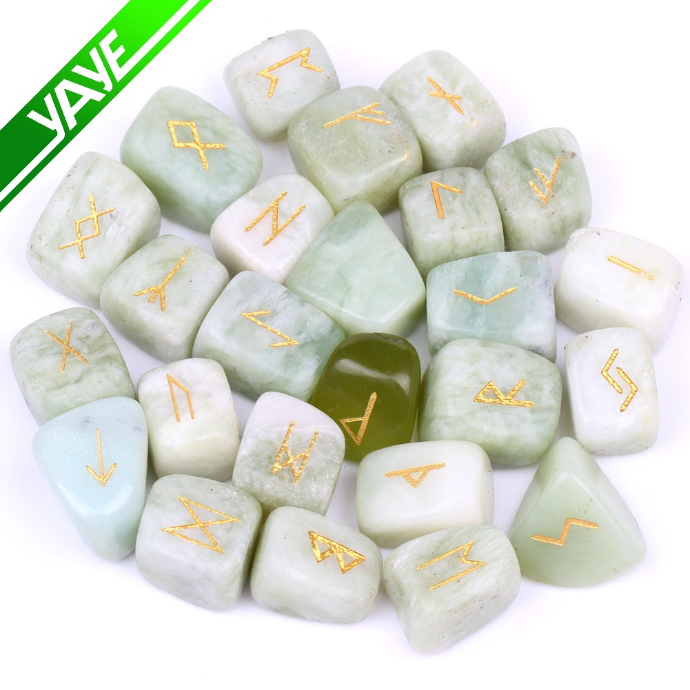 厂家批发 石头工艺品 欧美流行 刻字如尼文占卜石