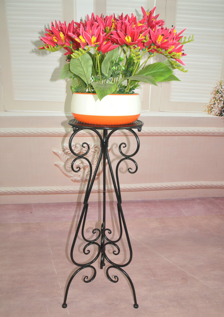 福建泉州欧式铁艺花架落地式花盆架阳台室内单层绿萝吊兰花架花几批发