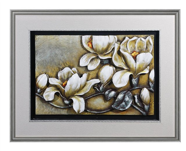 木兰之恋6312树脂花卉浮雕工艺品立体装饰框画客厅壁画