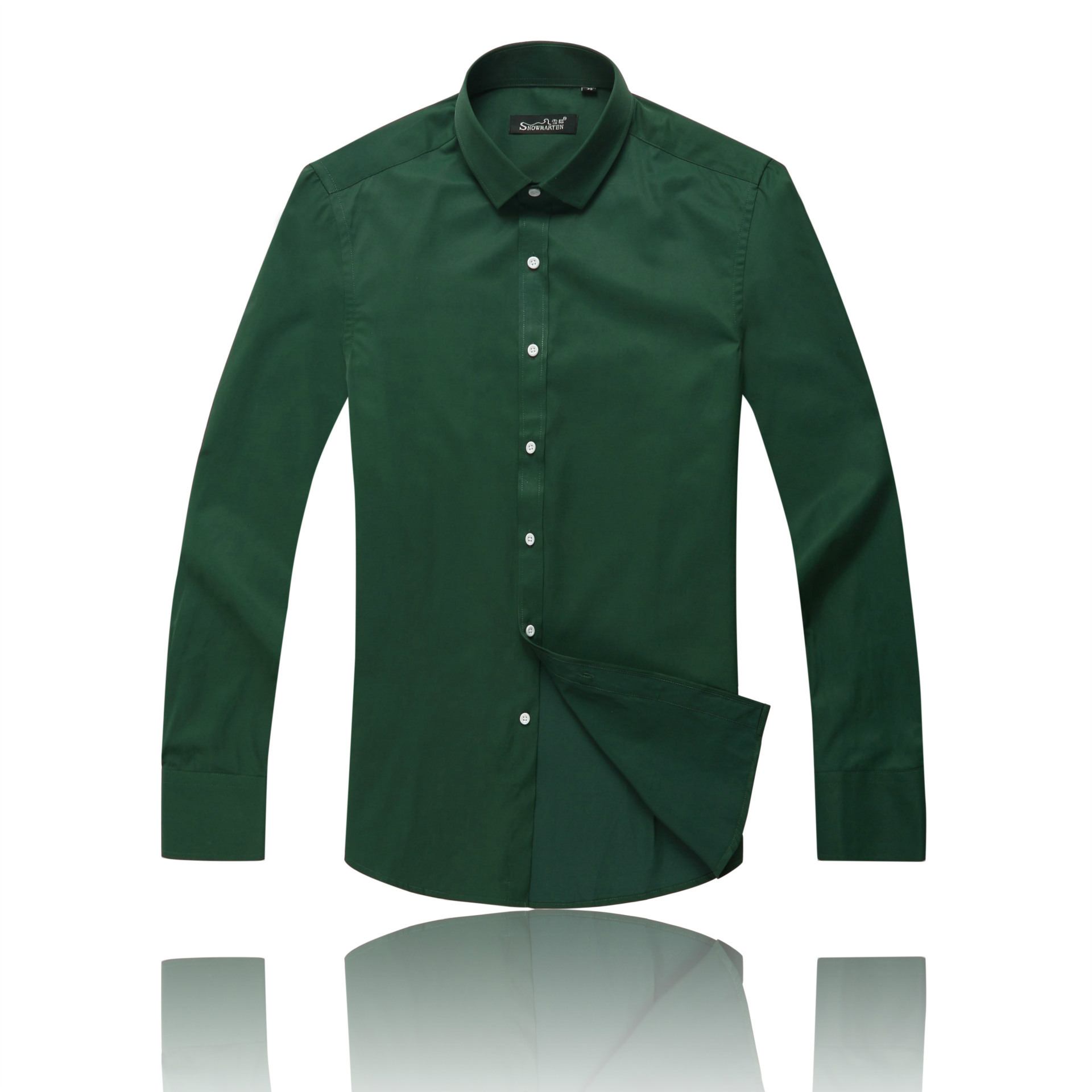 2014雪貂新款男士衬衫长袖 纯色衬衫淡青色 纯棉衬衣男式韩版修身图片