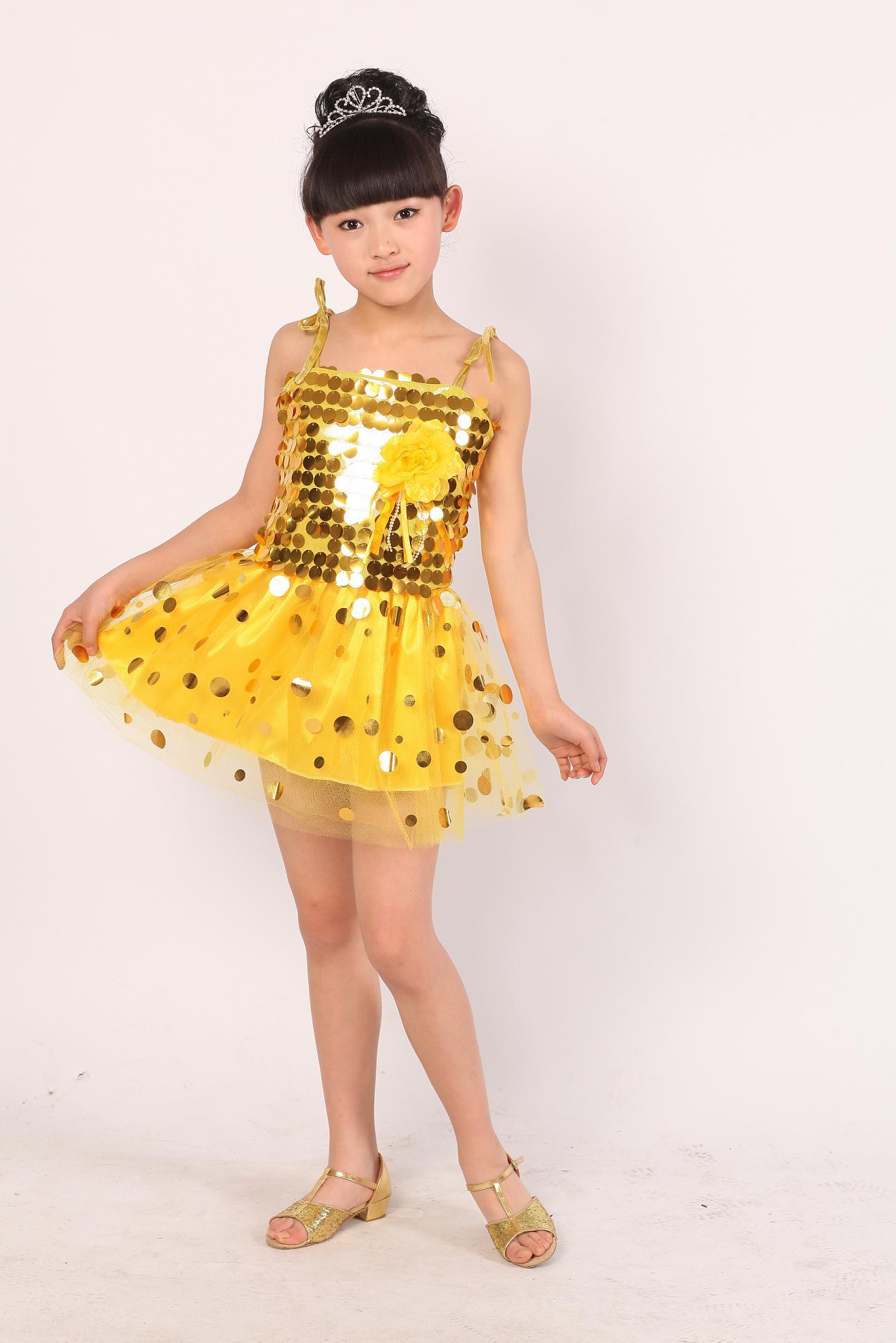 儿童演出服装女童舞蹈服女孩幼儿园小学生亮片合唱服装六一表演服