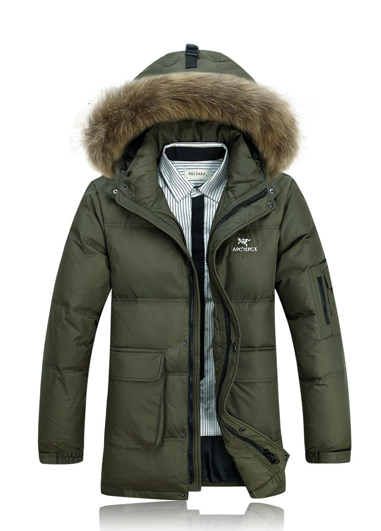 Men's Duck Down Hoodie Warm Jacket Winter Long Parka Coat Overcoat Warm ...