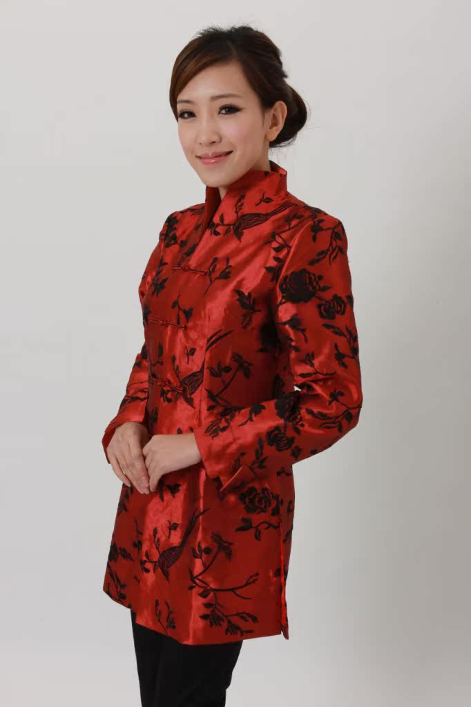 中长款上衣中式改良旗袍盘扣复古唐装民族风秋女大花新2014