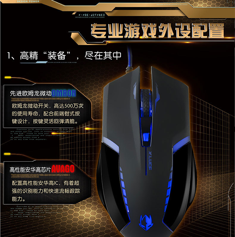 幽灵骑士竞技鼠标台式电脑鼠标有线cf专用 lol游戏鼠标 有线鼠标