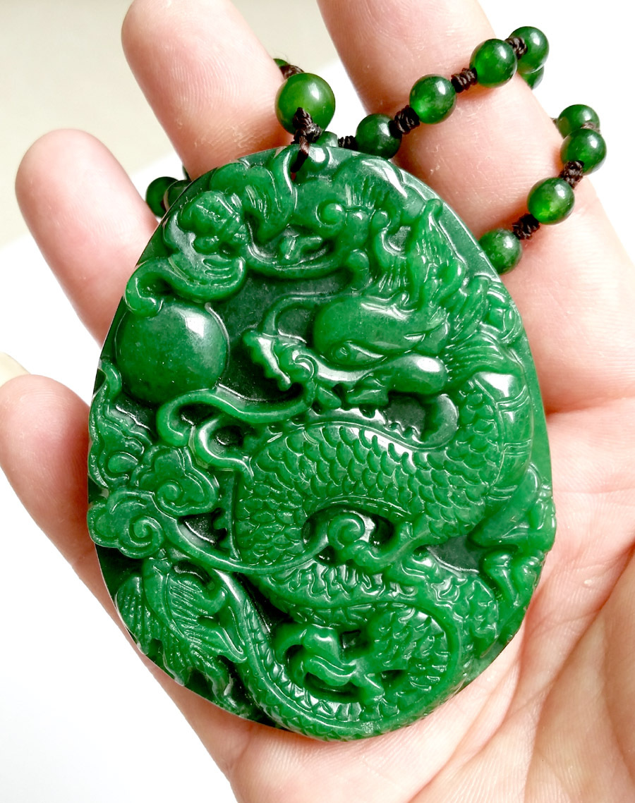 天然缅甸干青铁龙生龙凤呈祥吊坠 双面雕刻 精美绝伦 送礼的佳品