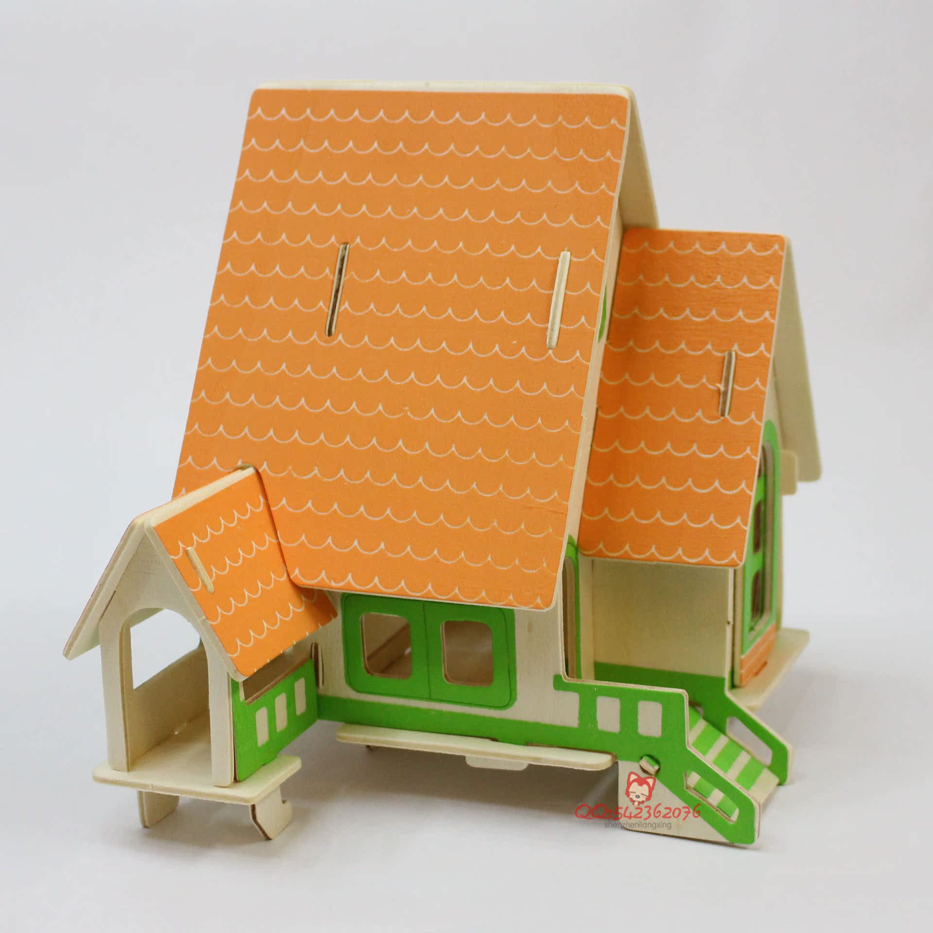 批发摆地摊热销3d木质立体拼图diy儿童益智玩具森林木屋模型拼图